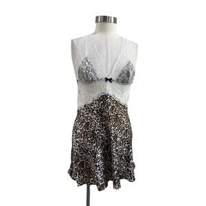 Victoria’s Secret Leopard Lace Slip Dress Lingerie Mini Chemise Size M